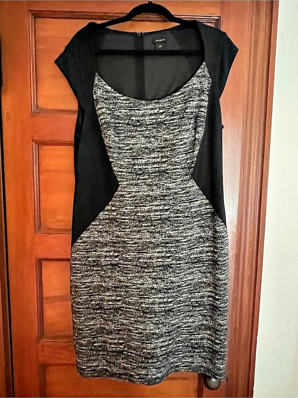 Ann Taylor Factory Black Gray Colorblock Sheath Dress Size 16